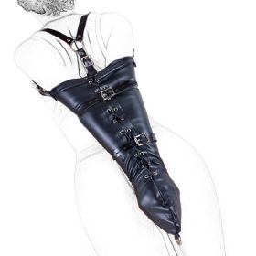 Bondage Restraints Slave RolePlay Hands Wrists Arm Leg Binder Hood Mask PU Leather Tight Single Glove Adult Game Sex Toys - Bundle hand