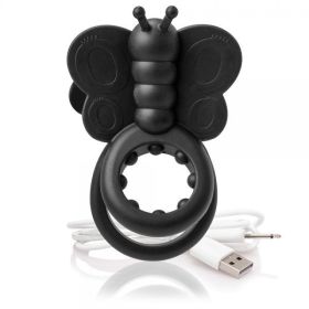 Charged Monarch Wearable Butterfly Black Vibrating Ring - SCRAMONBL101