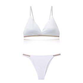 Light Luxury Edition Ice Silk Chest-wrapped Women's Beauty Back Underwear Women's Pure Desire Bra Set Bikini (Option: White-M)