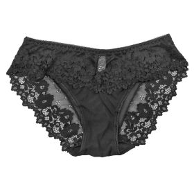 Women's Lace Nylon Underwear Plus Size Breathable And Transparent Mesh (Option: Black-XL)